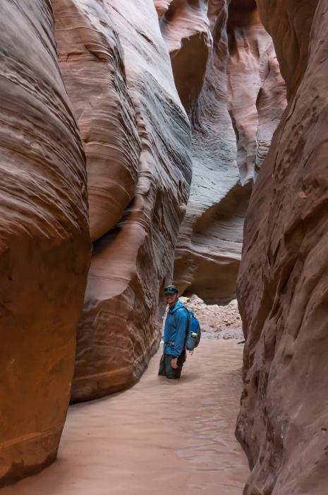 Wading Through Pools in Buckskin Gulch