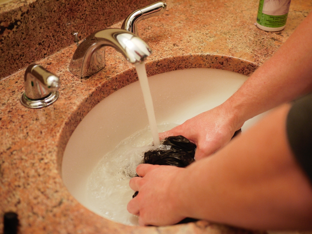 Rinsing Down Soap (Nikwax) from Down Jacket