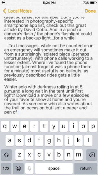Notepad App - Backpacking with an iPhone