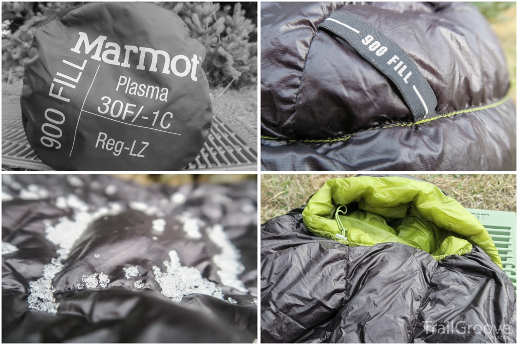 Marmot Plasma 30 Down Sleeping Bag Packed, Fill Power, DWR, and Hood.JPG