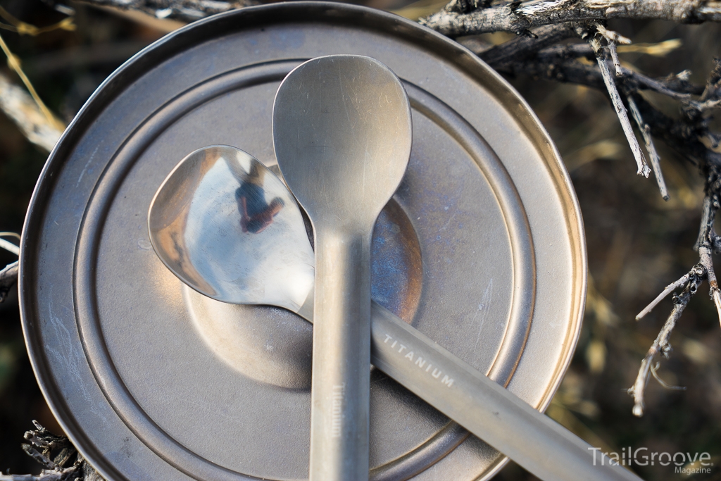 Polished and Unpolished Titanium Spoons