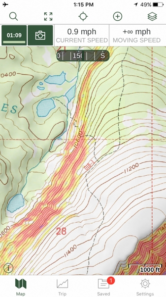 Gaia GPS USGS Topo with Slope and Shaded Relief Layers