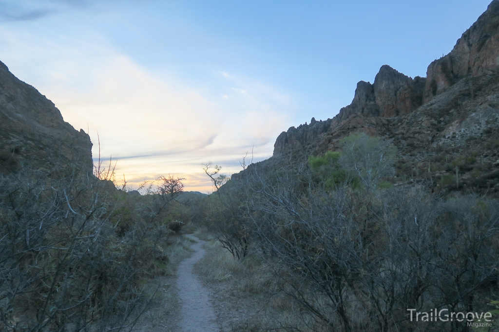 Evening Hiking Through a Desert Canyon, Superstition Wilderness