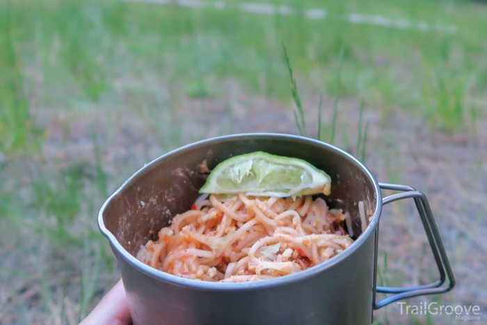 Pad Thai Noodles with Jerky and Avocado Backpacking Meal