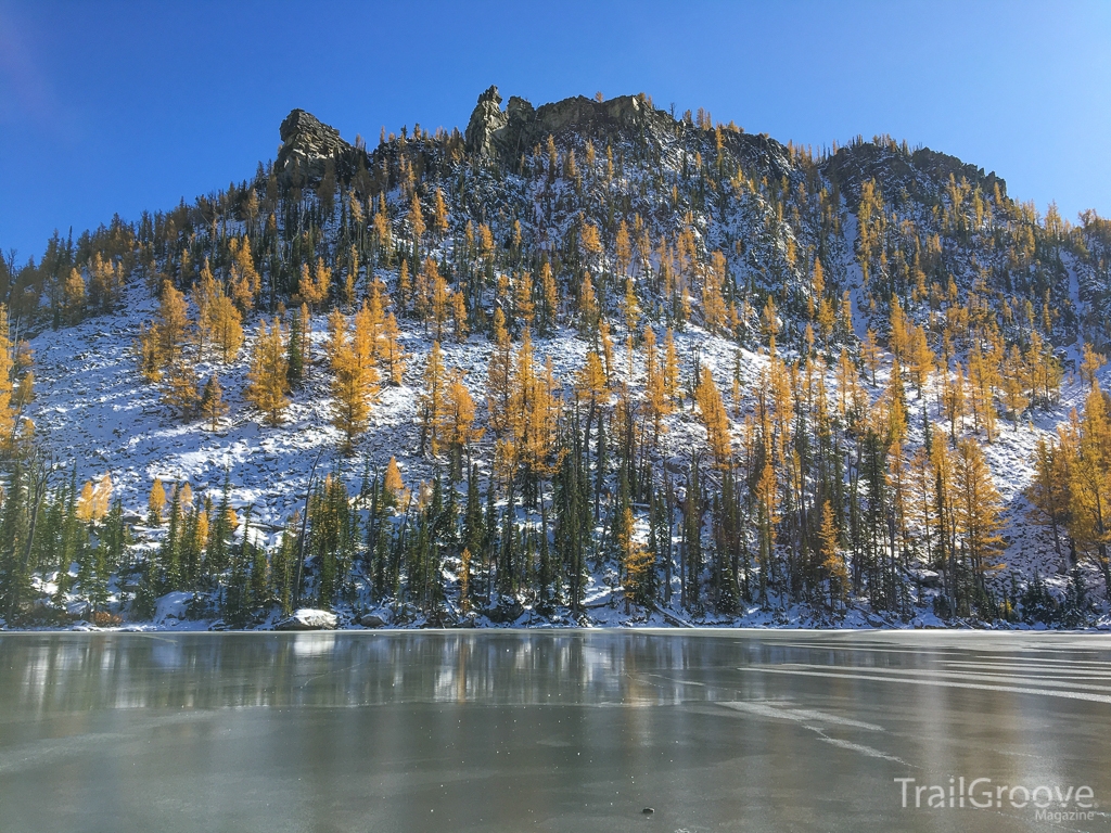 Mountain Lake with Fall Larch Trees