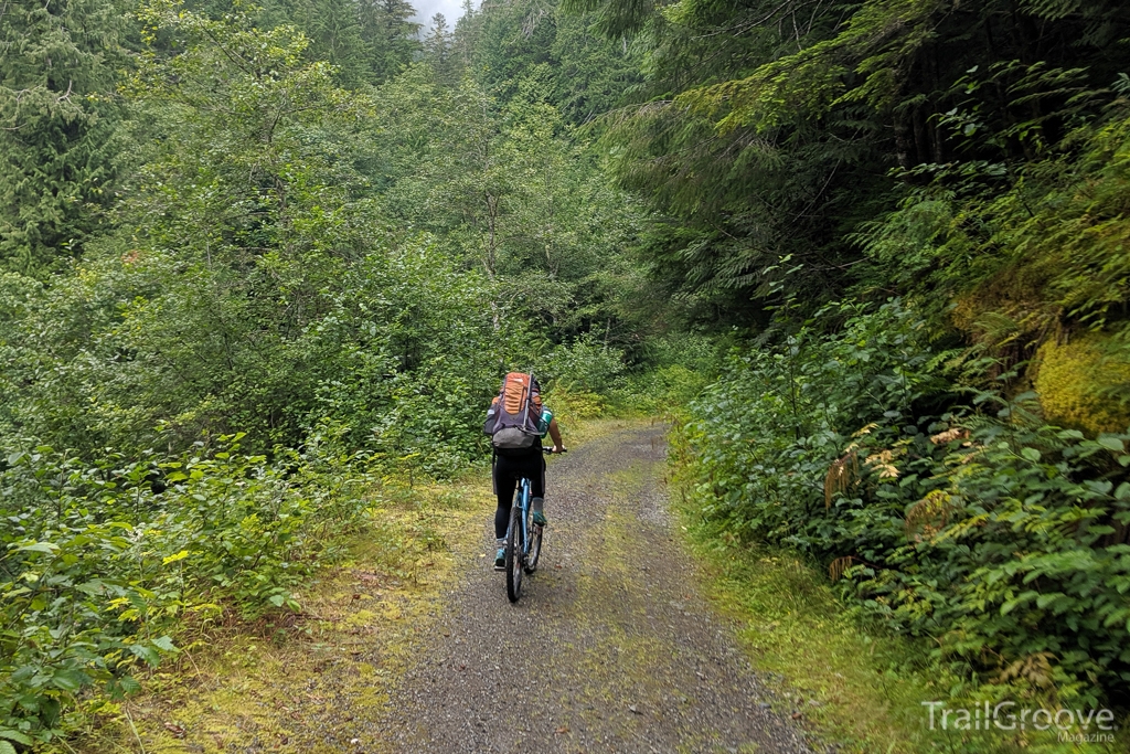 Biking the Closed Road on the Approach to Three Fingers Lookout
