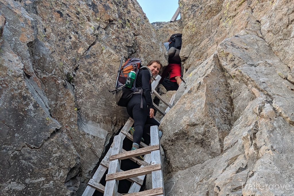 Ladders Along the  Climb to Three Fingers