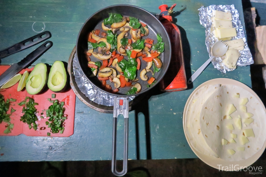 Making Backpacking Quesadillas Using the Quick Skillet from MSR