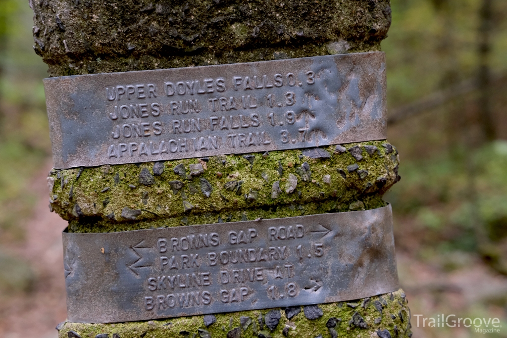 Trail Marker Near the Appalachian Trail, Hiking in Shenandoah National Park