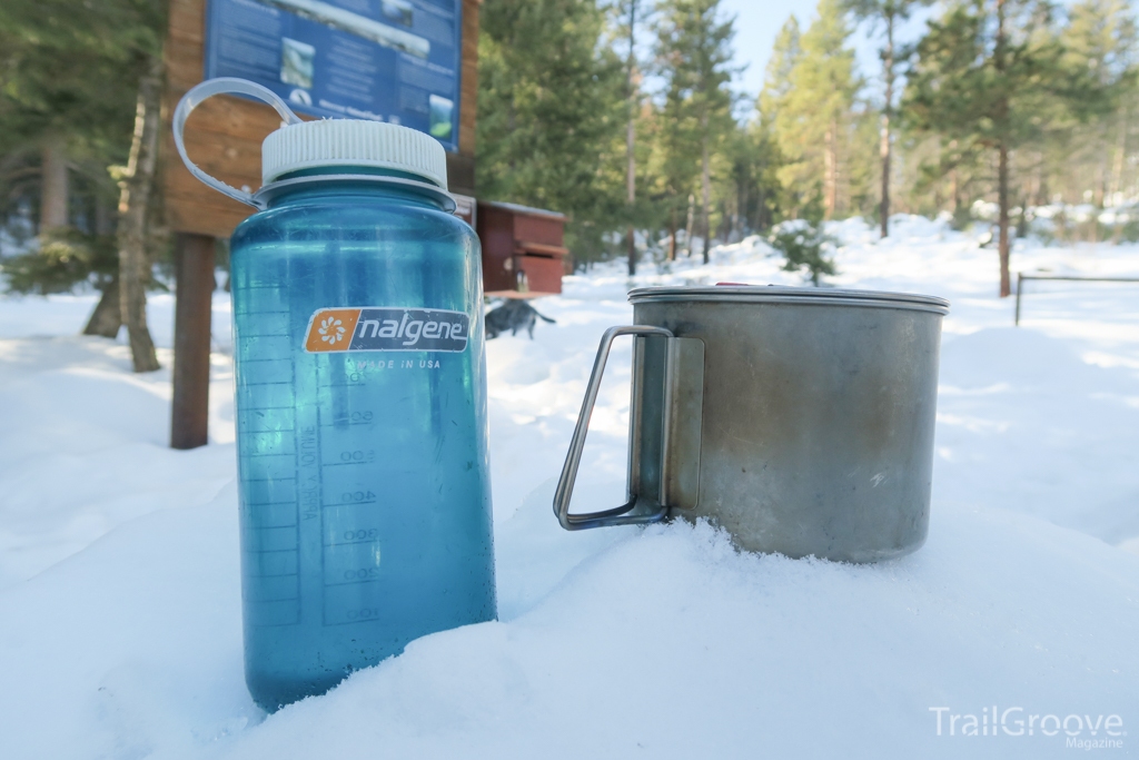 MSR Titan in the Snow with Nalgene in Winter