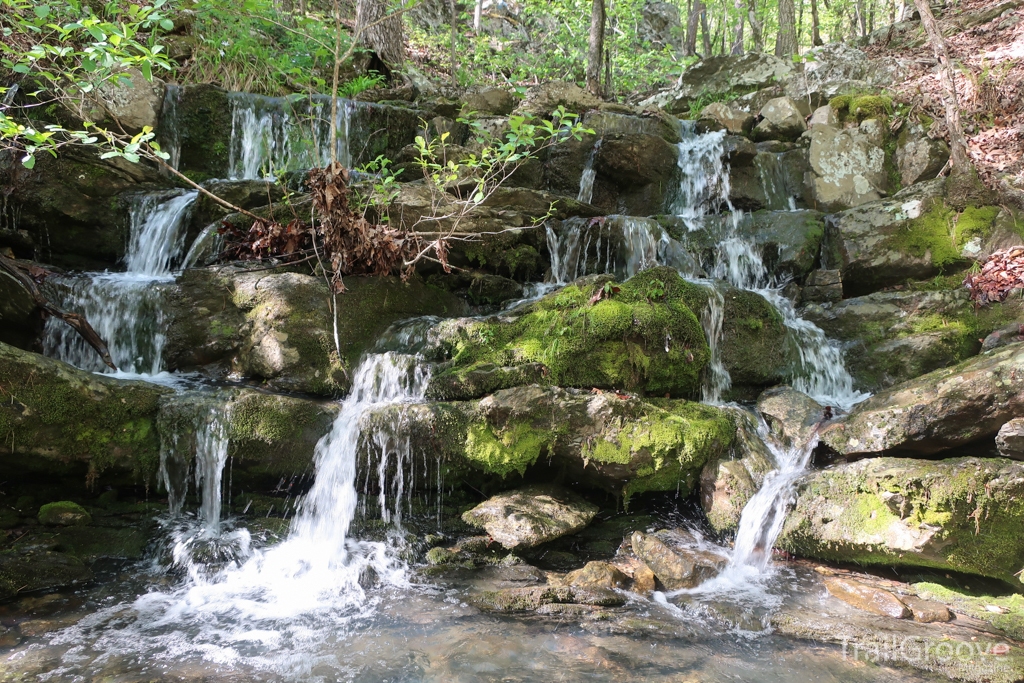 I followed a series of cascades up a rocky gorge along one section of the Ouachita Trail