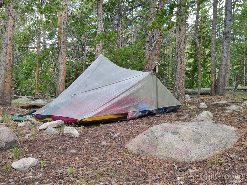 Backpacking Shelter Setup with Trekking Poles